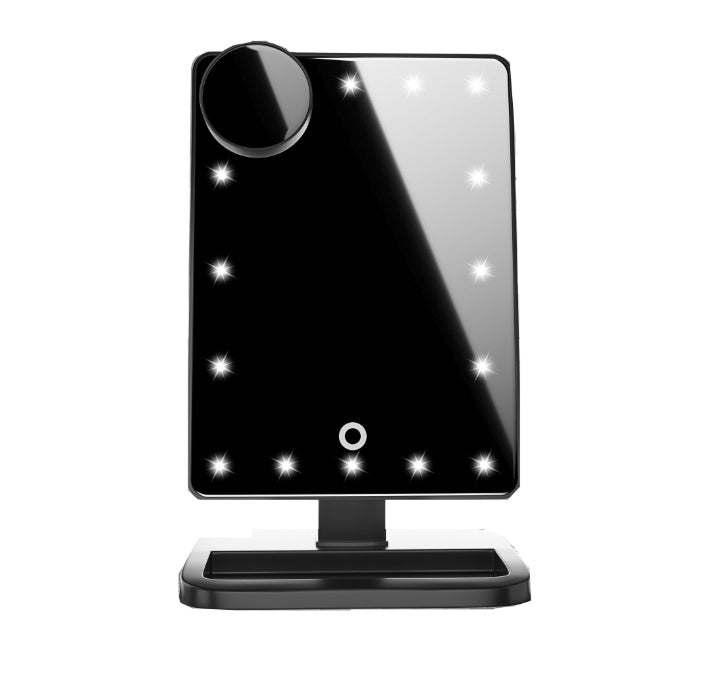 Rechargeable Touch LED Makeup Mirror – 10× Magnifier & Bluetooth Music Speaker