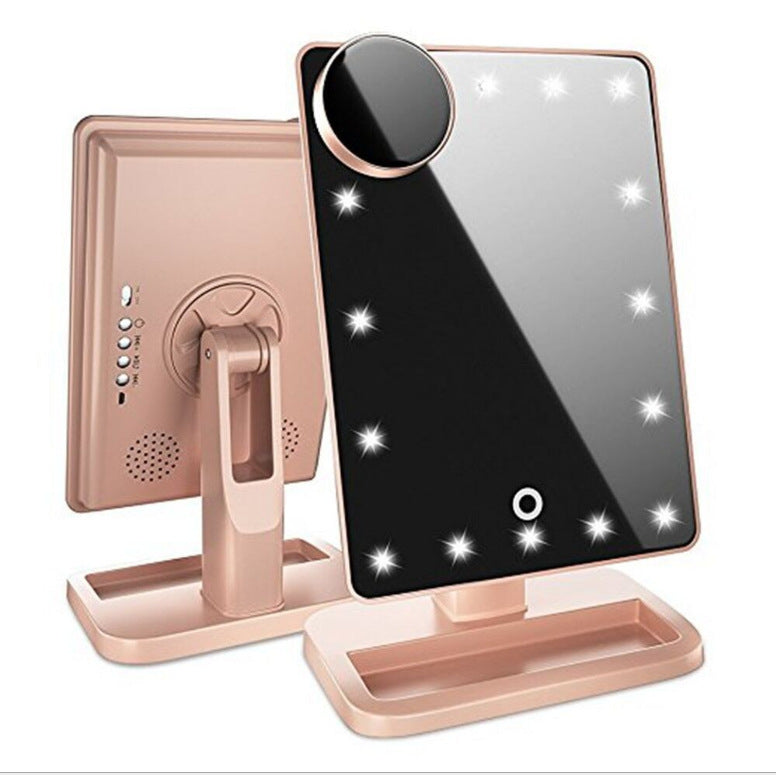 Rechargeable Touch LED Makeup Mirror – 10× Magnifier & Bluetooth Music Speaker